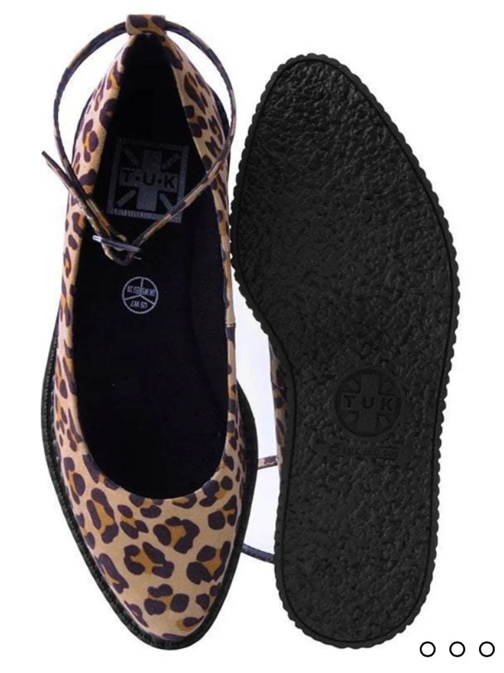 TUK Leopard Pointed Toe Ankle Strap Creeper